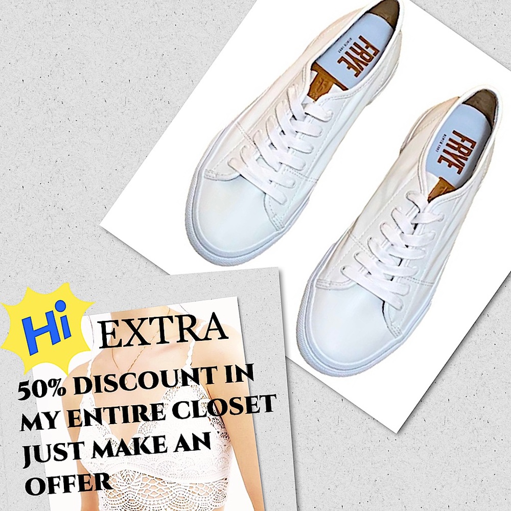 Frye Canvas Low Lace white Fashion Sneakers 9 M